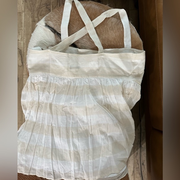 J. Crew NWT Ivory & White Striped Babydoll Top Blouse Lined Side Zip size 10 - Picture 5 of 16